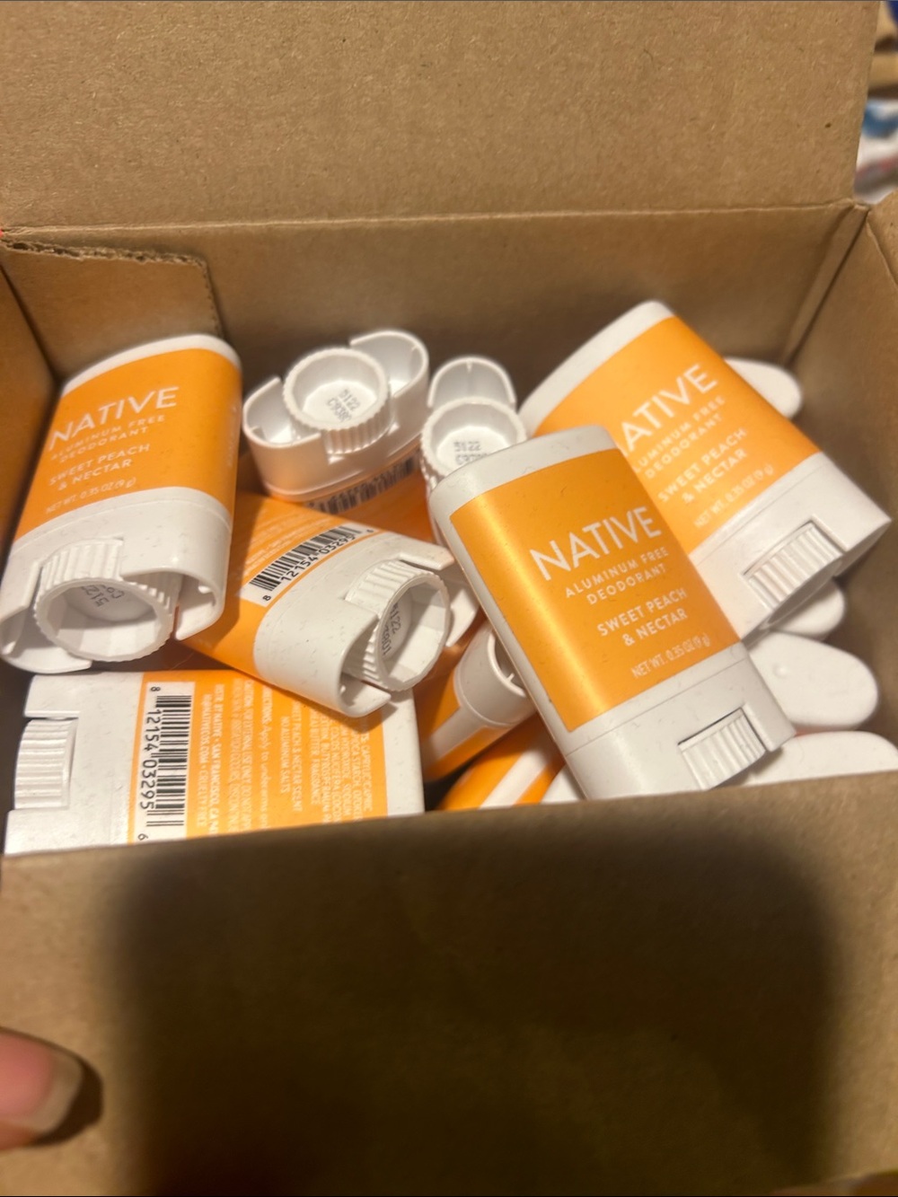 Native Sweet Peach & Nectar Deodorant Stick - Orange & White box of 22 new
